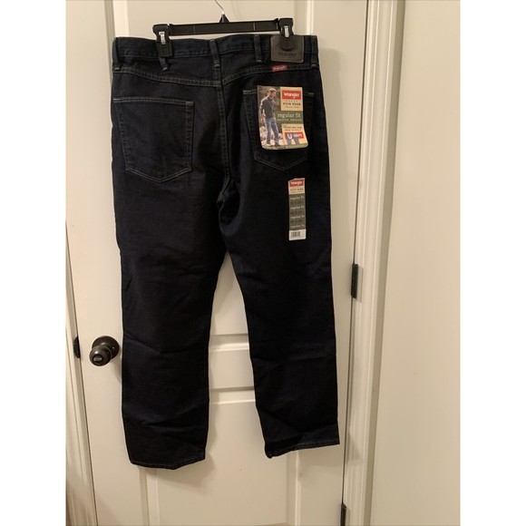 Men's Wrangler 5 Star Regular Fit U Shape Denim Jeans Blue Choose Your Size - Picture 4 of 12